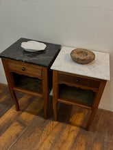 Load image into Gallery viewer, Pair of Antique French Marble Topped Bedside Tables

