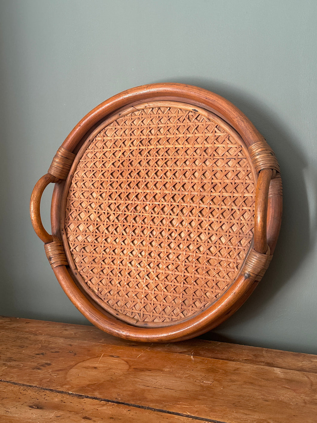 Vintage French Bamboo Serving Tray