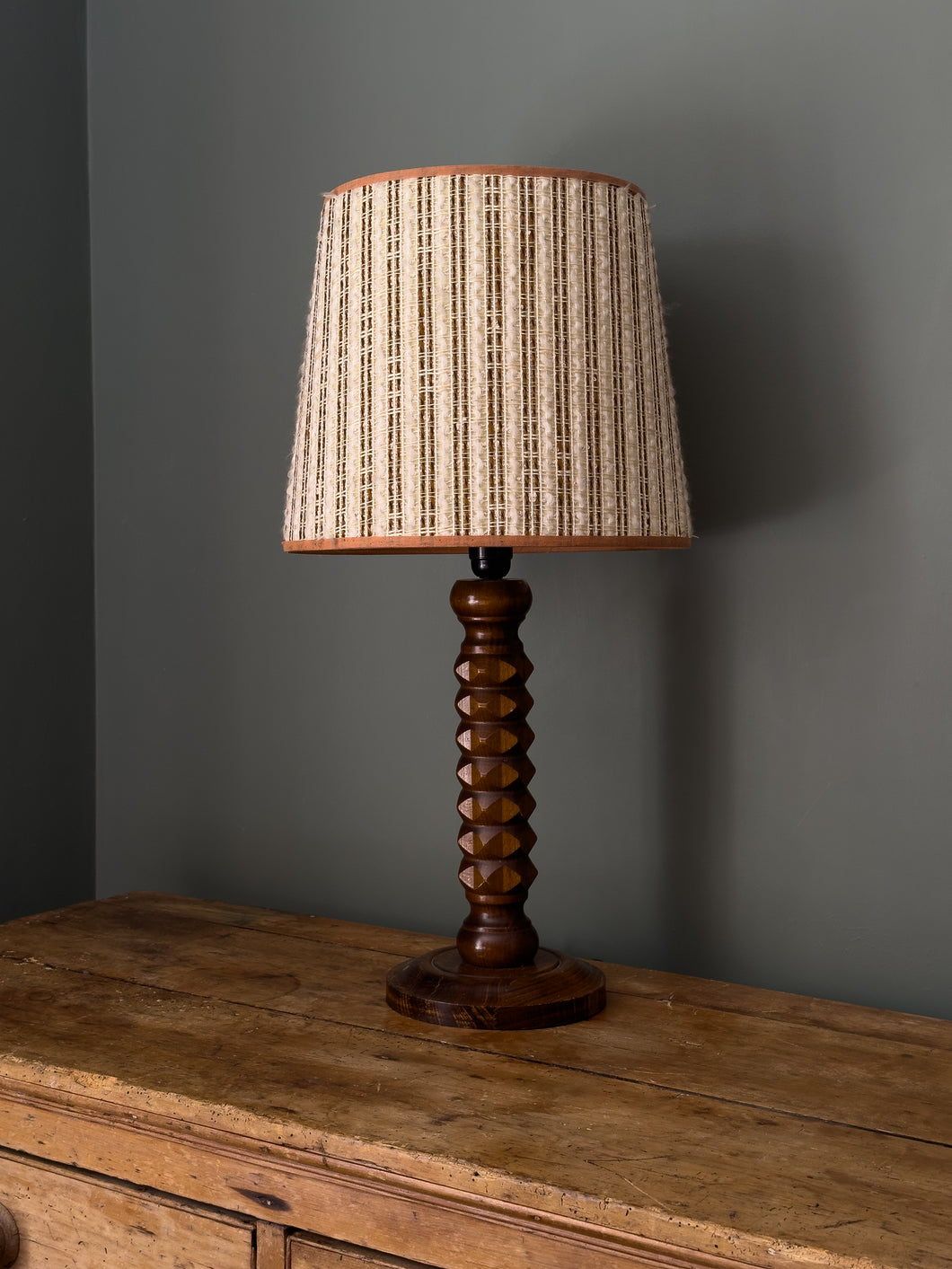 French Brutalist Wooden Lamp