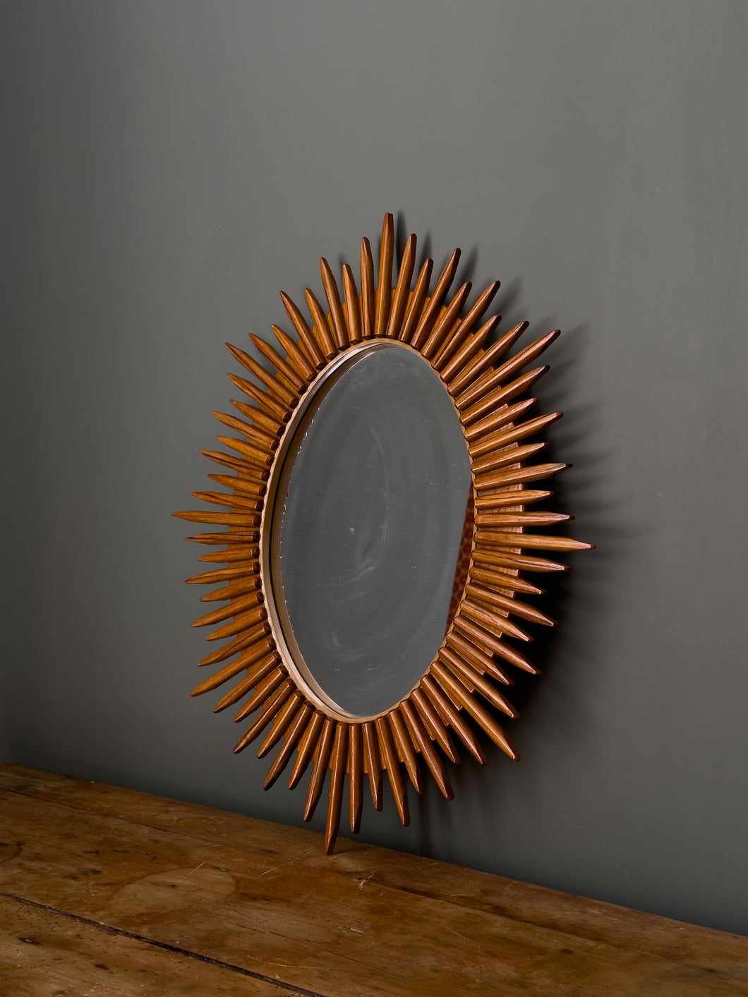 Vintage Wooden Sunburst Mirror