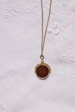 Load image into Gallery viewer, Rare Antique Gold Carnelian and Bloodstone Gemstone Fob Necklace on Vintage 9ct Rose Gold Belcher Chain
