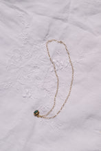 Load image into Gallery viewer, Antique Victorian 9ct Gold Green Gemstone Fob Necklace on a Vintage 9ct Gold Belcher Chain Necklace
