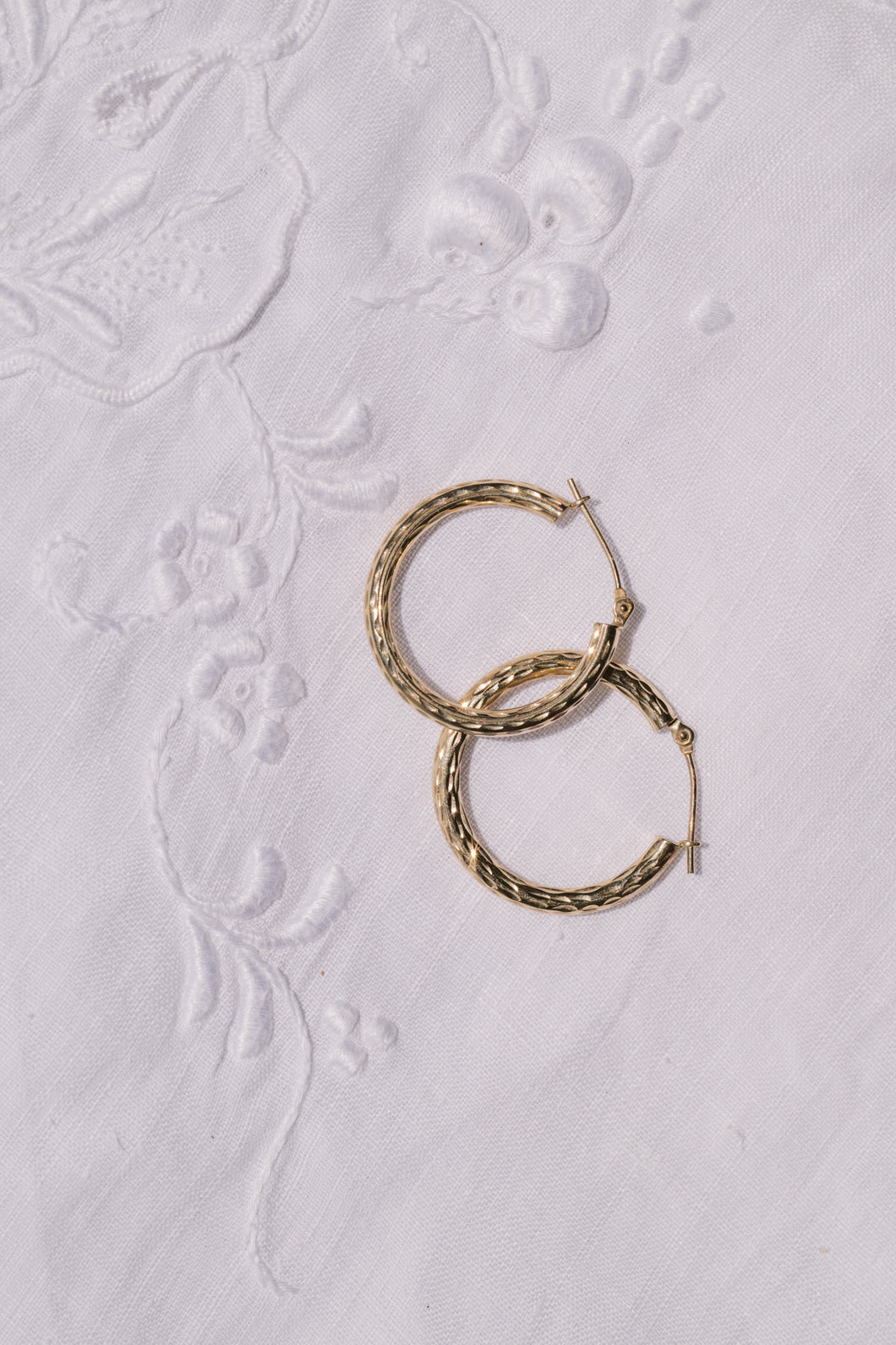 Vintage 9ct Gold Textured Hoop Earrings