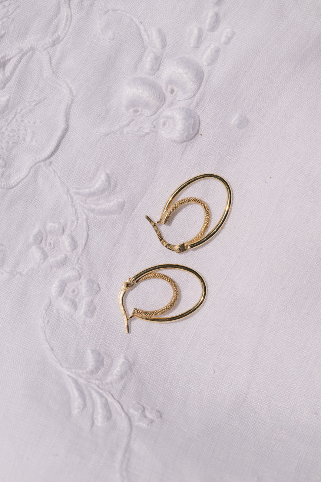 Vintage 9ct Gold Italian Double Oval Hoop Earrings