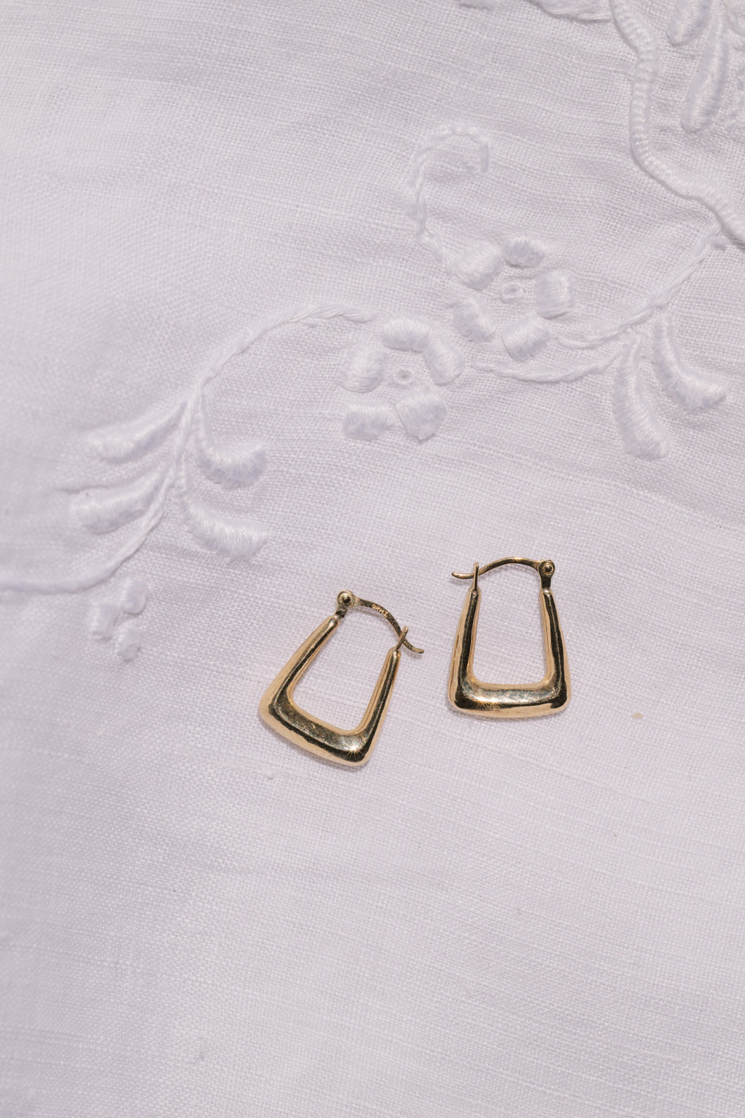 Vintage 9ct Gold Rectangular Hoop Earrings