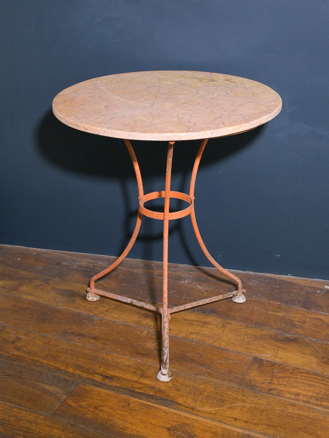 Antique French Orange Marble Bistro Table