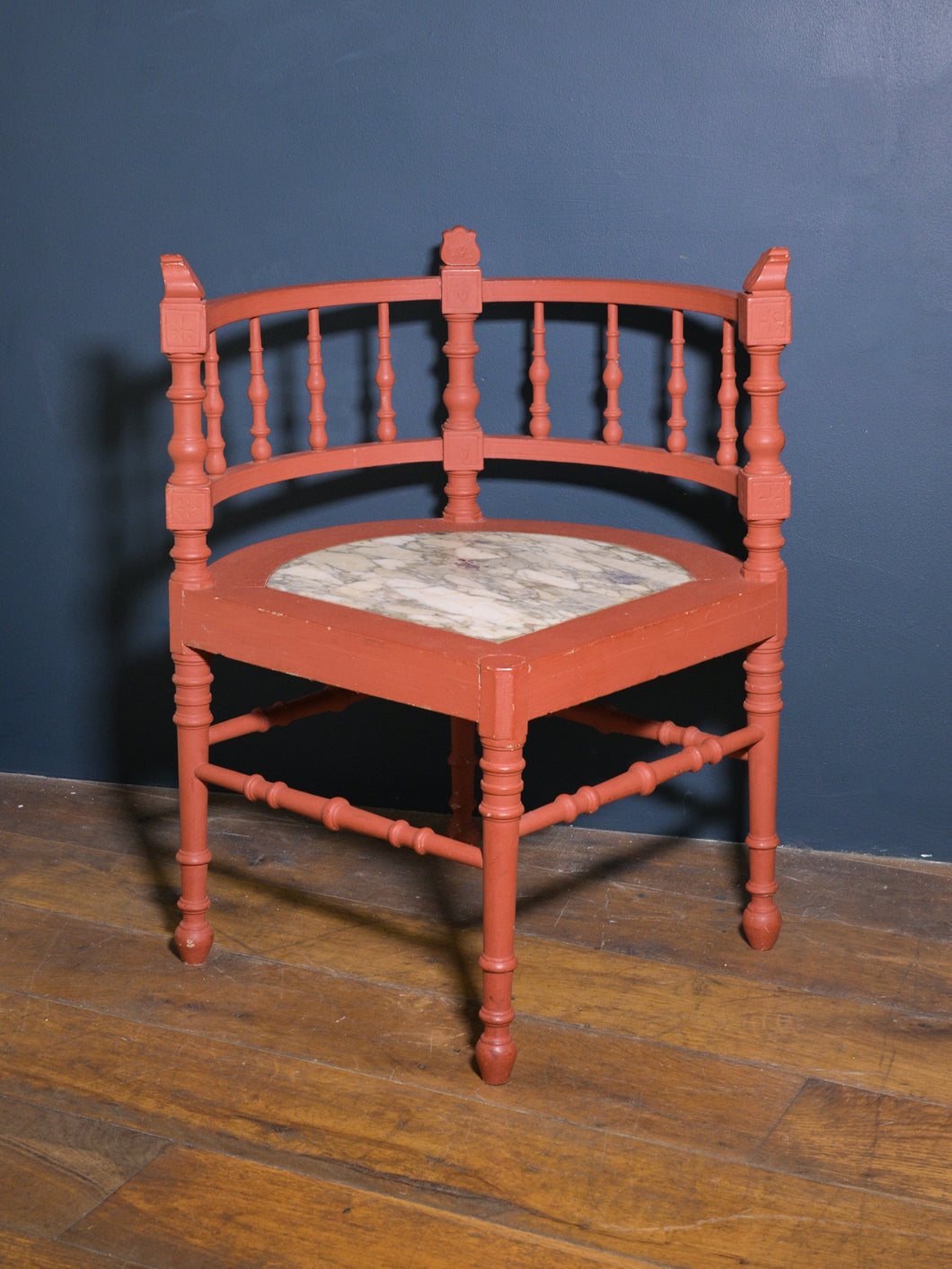 Rare Antique Red Marble Corner Chair