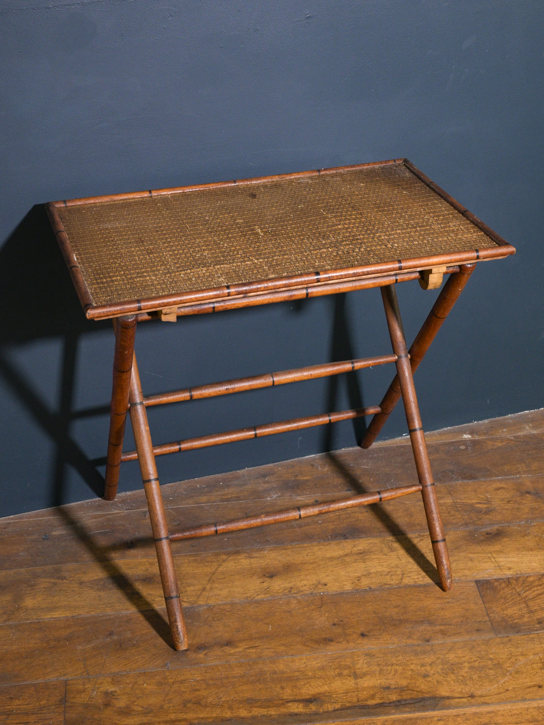 Antique French 19th Century Faux Bamboo Folding Table