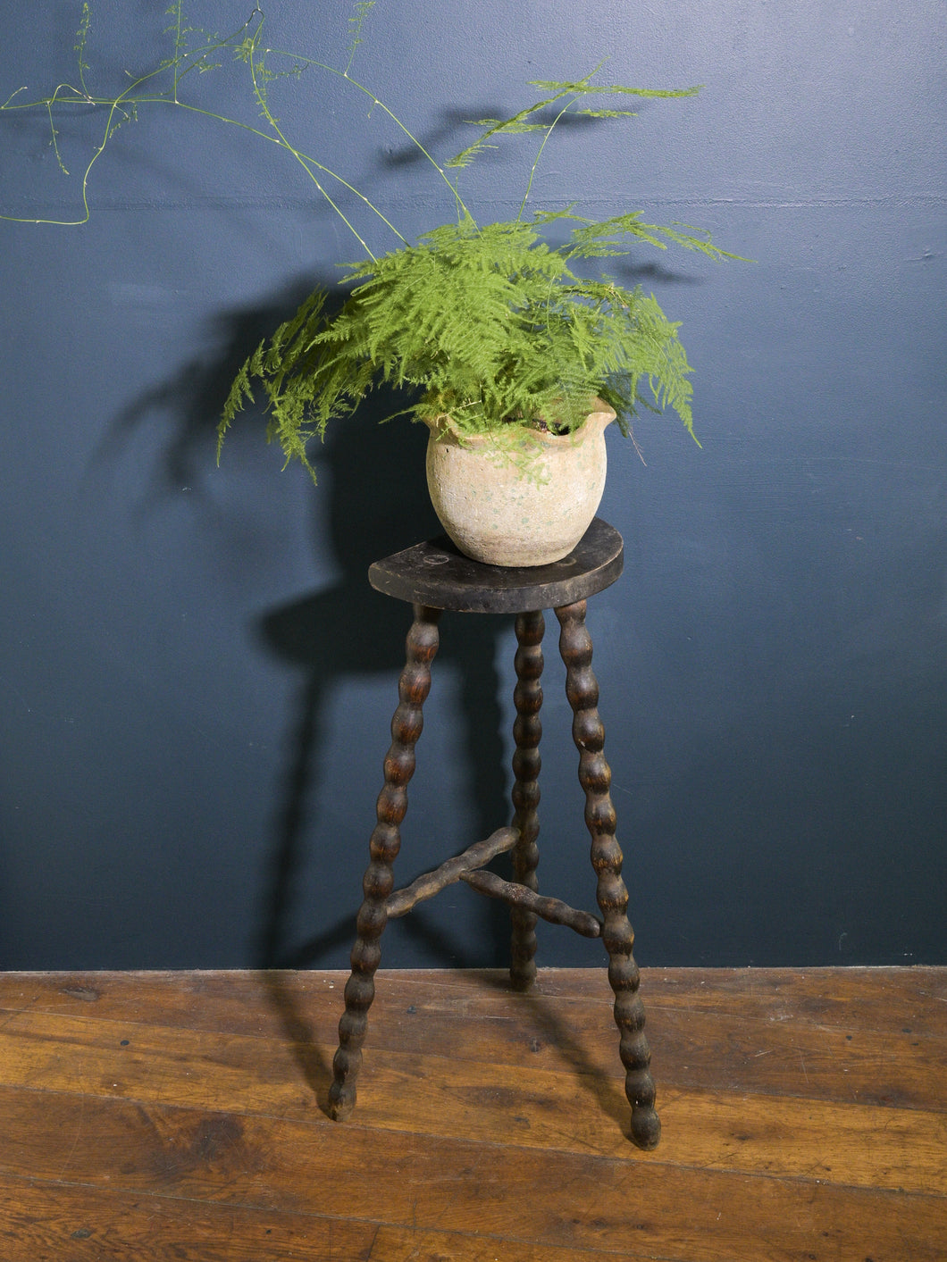 Antique French Demilune Bobbin Stool