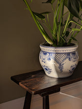 Load image into Gallery viewer, blue and white floral pot plant

